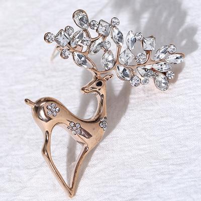 Christmas Crystal Brooch Brooch Atmospheric Clothing Accessories Animal Deer Creative Fashion Trendy Personality Pin