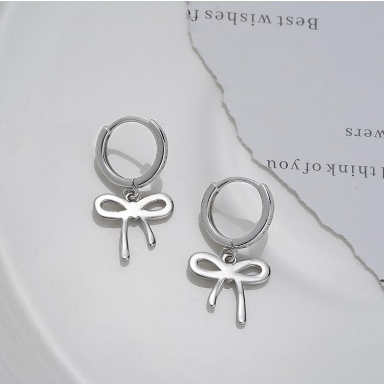 Round Bow Pendant Earrings, Simple Temperament, Niche Ear Buckle, Fashionable Versatile Light Luxury, High-end Earrings.