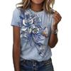 Summer pastoral style women's clothing 3D pattern printed T-shirt floral pattern top street loose home comfortable short sleeve