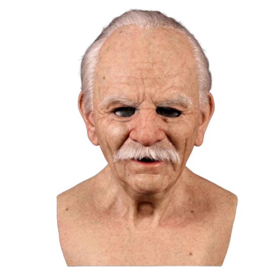 Gammal Mans Mask för Vuxna Realistisk Latex Äldre Människa Huvudtäckning med Livslika Rynkor för Halloween Maskerad Cosplay Kostymrekvisita