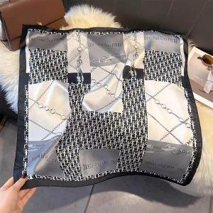 Autumn and winter Maillard cashew square scarf silk scarf women's shirt versatile neck small scarf tied hair decorative scarf
