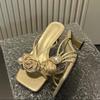 Fashion Flower Women High Heeles Slippers Fashion Elegant Shoes Sexy Summer Woman Sandals 2025 Luxury Pumps Dress New Chaussure Femme