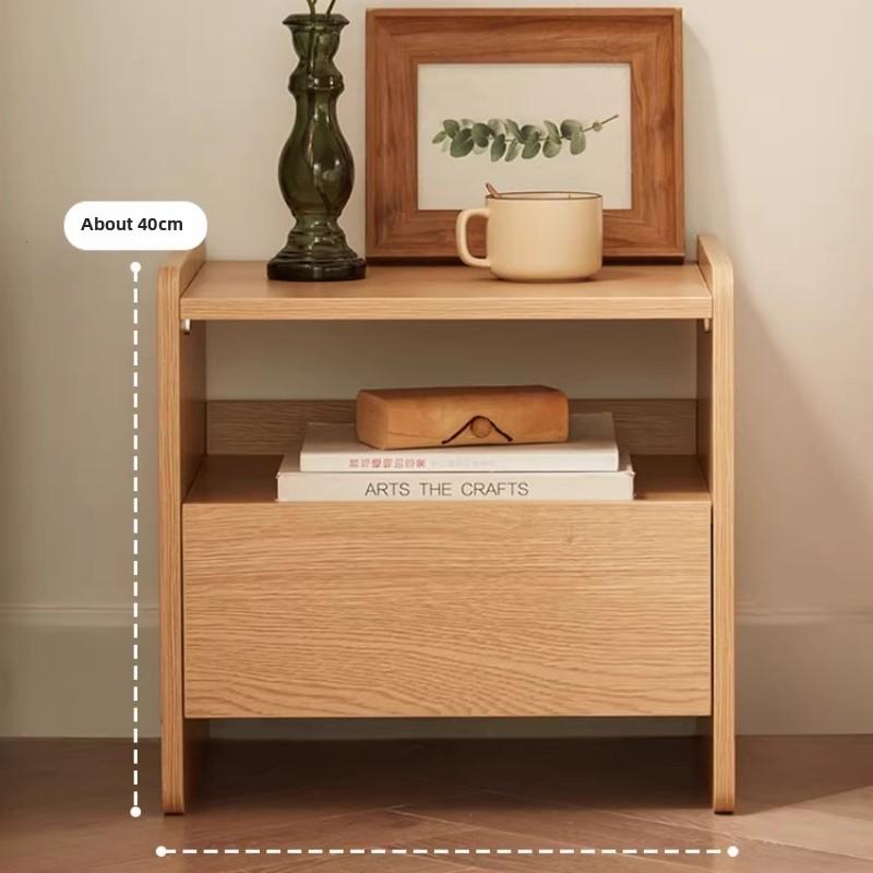 Thick Wood Bedside Storage Cabinet  Minimalist Drawer Nightstand  Solid Wood Display Rack  Versatile  Room Organizer