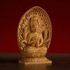 Aizen Myoo Buddha Statue, Boxwood, 70mm Tall, Seated Miniature, Wood Carving, Figurine, Feng Shui, Prayer, Protection from Evil