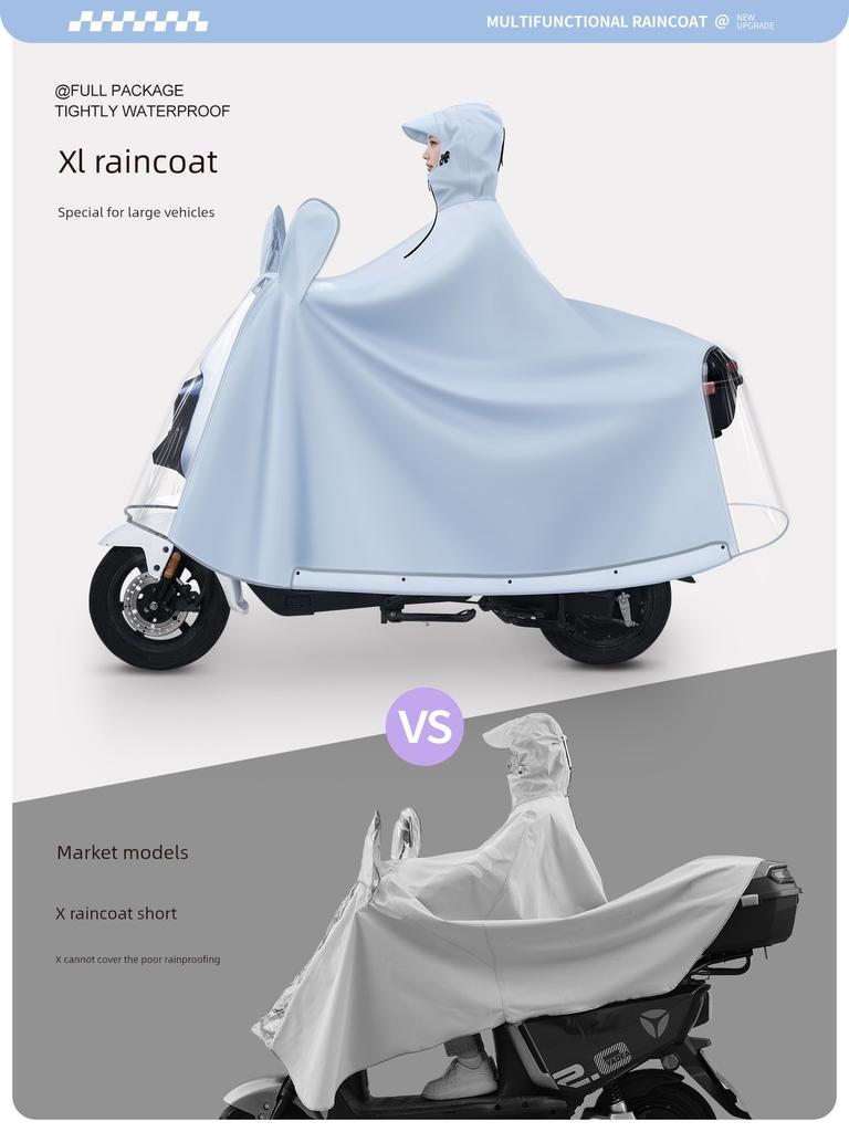 Raincoat for Women, Specifically for Electric Scooters, Long Full-Body Rain Cover, Storm-Proof, Integrated Thickened and Enlarged Rain Poncho
