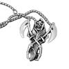 Collar Colgante de Acero Inoxidable de Santa Muerte con Dos Guadañas Hacha Nuestra Señora de la Santa Muerte Calavera Mexicana de la Parca Joyería