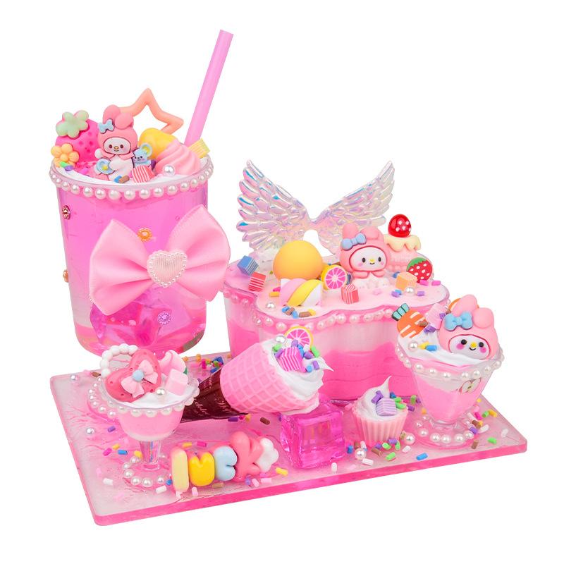 Children'S Handmade Simulation Cream Glue Diy Material Pack Dessert Milk Tea Cup Ice Cream Set Food Play Educational Toys