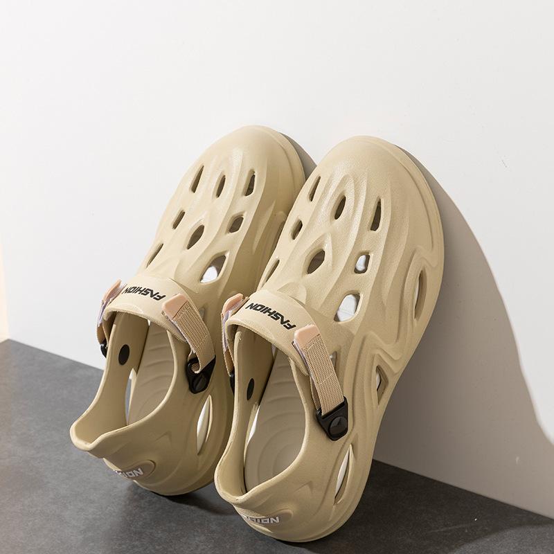 

Мужские летние 2025 новые уличные нескользящие пляжные сандалии с мягкой подошвой и кокосовым принтом 46 хаки