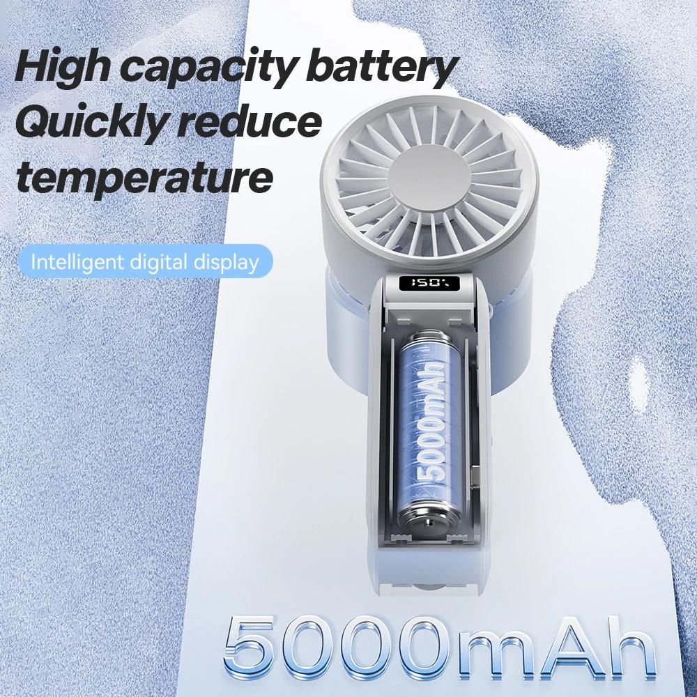 Noise Free Portable Mini Fan High speed fan 3000mAh Rechargeable Battery USB Fan Foldable Handheld for Outdoor