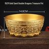 Copper Double Dragon Treasure Bowl: Wealth-Attracting Ornament for Home or Shop.