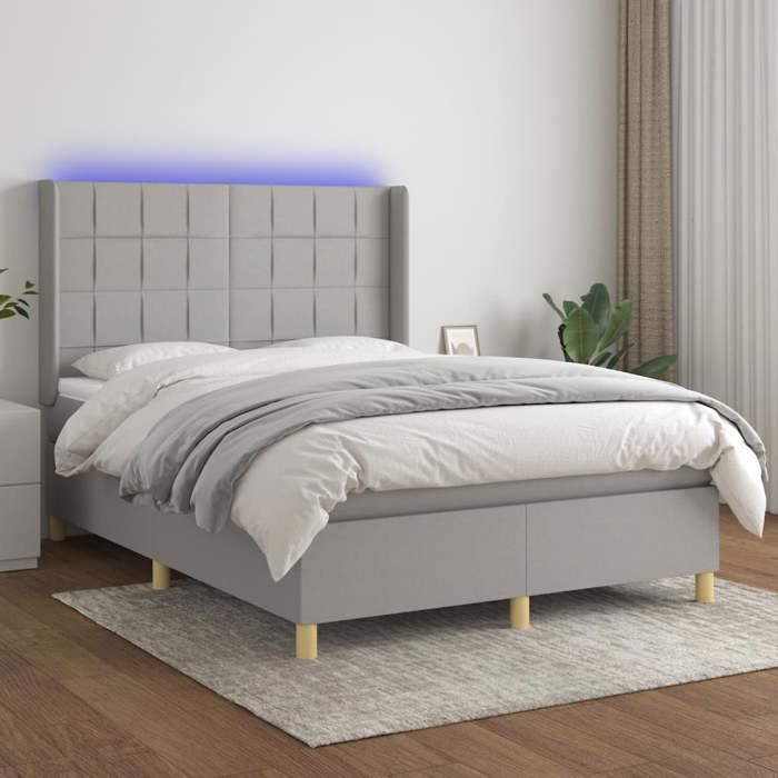 VidaXL Bed Slatted Base with Mattress and LEDs, Upholstered Bed, Double Bed, Adult Bed for Interior Bedroom, 3138877
