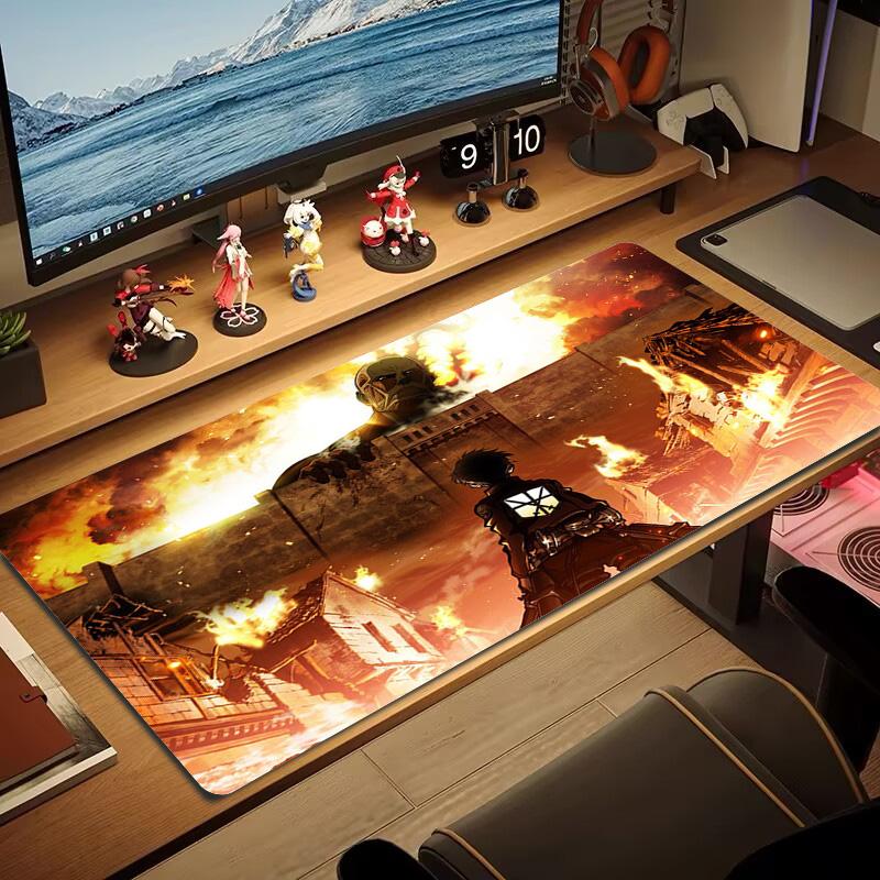 Mousepad Color Titan Attack Anime Cushion Mare pentru Masă de Jocuri Anti-alunecare Laptop Tabletă Mousepad Mare Mat XXL Mini PC Playmat Cu margini blocante 30cmx80cm(11.8x31.5inch)