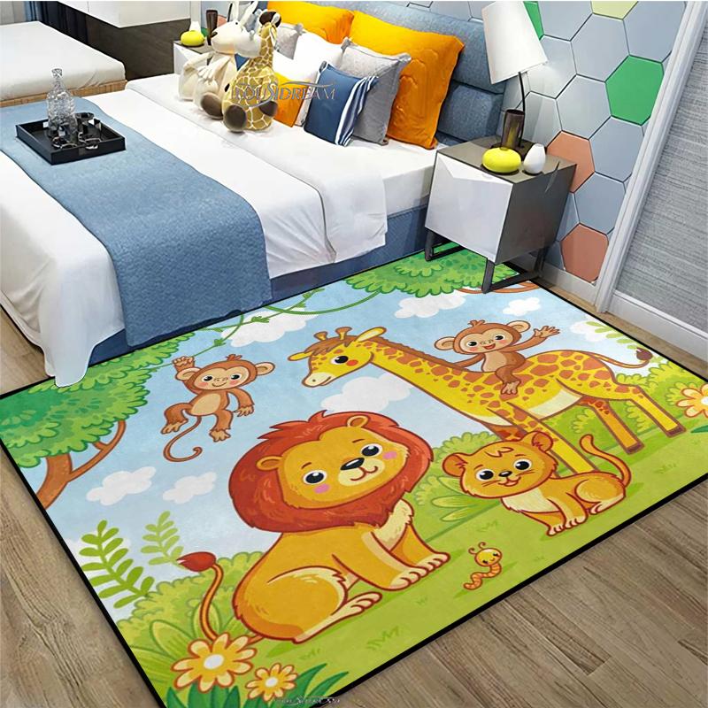 Dżungla Dywan Zwierzęcy Żyrafa Lew Dywan Dekoracja Salonu Duży Dywan Sypialnia Dziecko Mata Do Raczkowania Łazienka Mata Kąpielowa