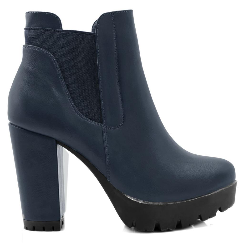 Allegra K Women's Platform Ankle Boots, Platform Boots, Navy, Size 27.0cm