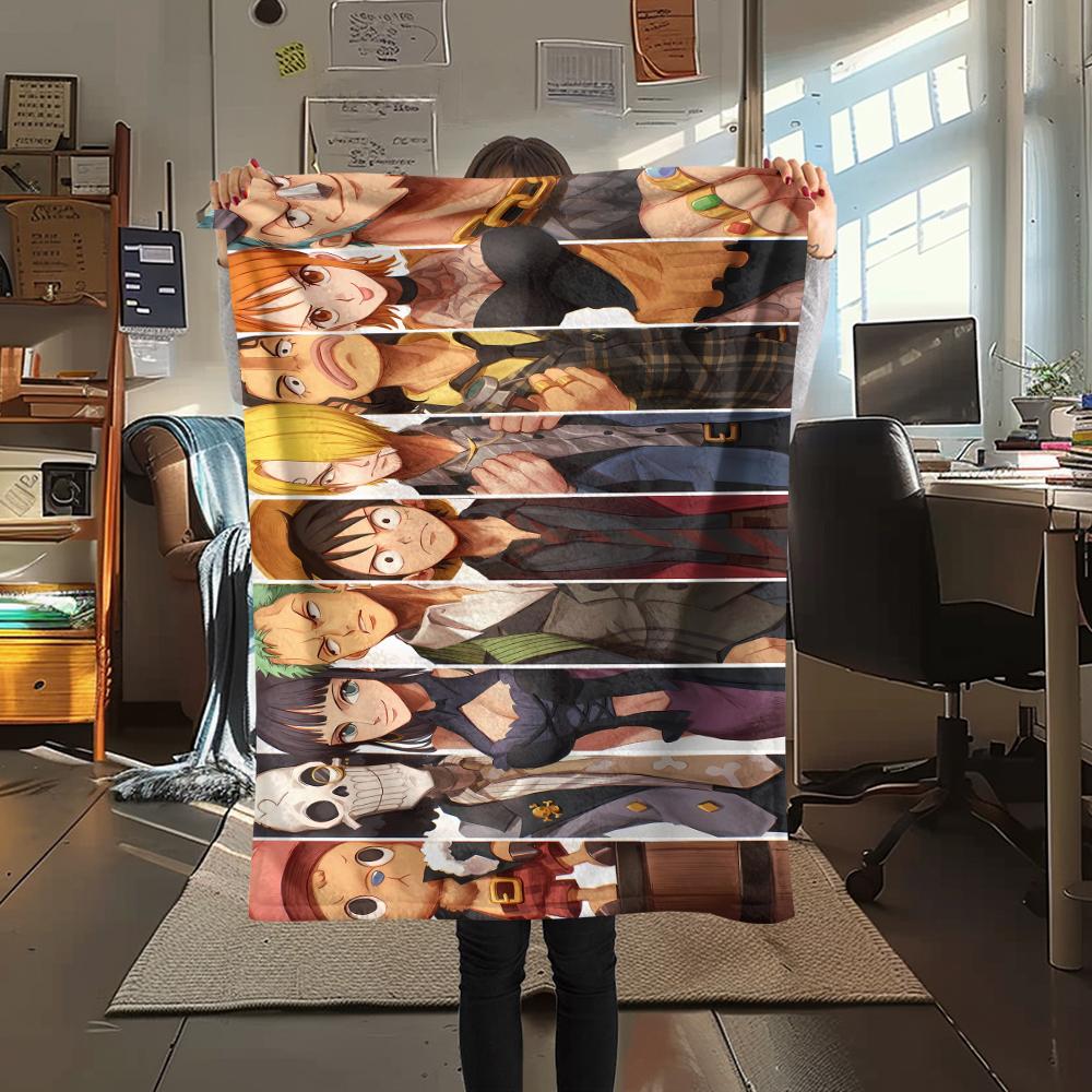 One Piece Character Print Flannel Blanket,High Quality Comfortable for All Seasons,Home Decor,Warmth and Comfort,Perfect for Christmas Gifts