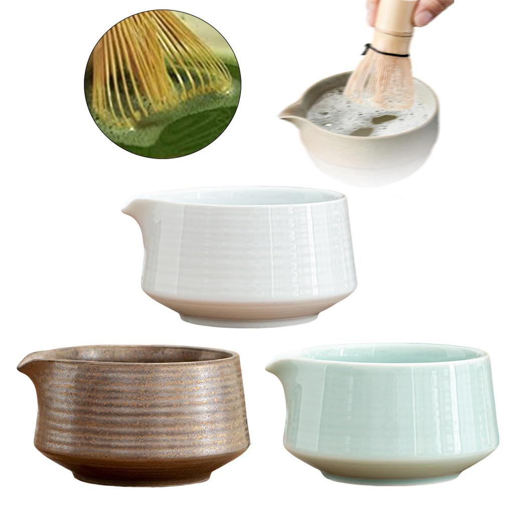 Ceramic Matcha Tea Bowl Japanese Tea Cup 560ml Matcha Accessories with Spout Handmade for Tea Lovers Friends Beginner Gift