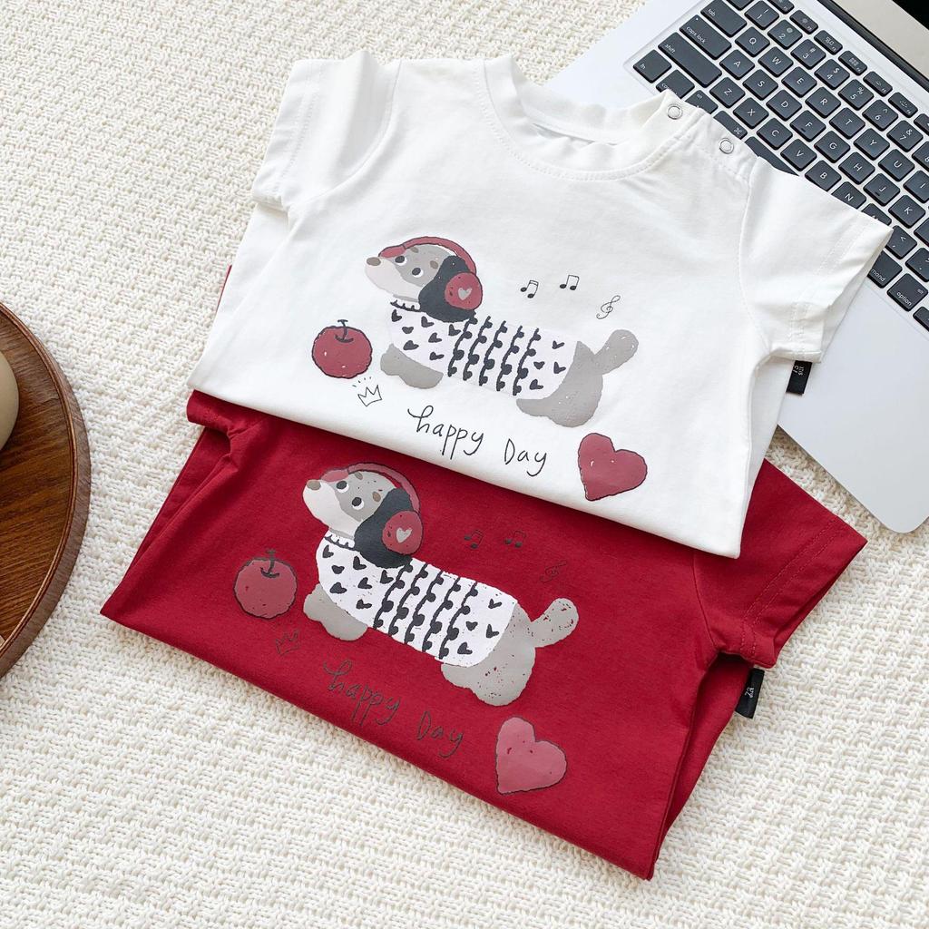 Baby- und Kleinkind Cartoon-Print Kurzarm-Strampler und T-Shirt Set mit Modischen Baby-Shorts - Sommer-Trend