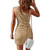 Women's Sexy Slim Fit Sleeveless Cropped Navel Striped  Dress