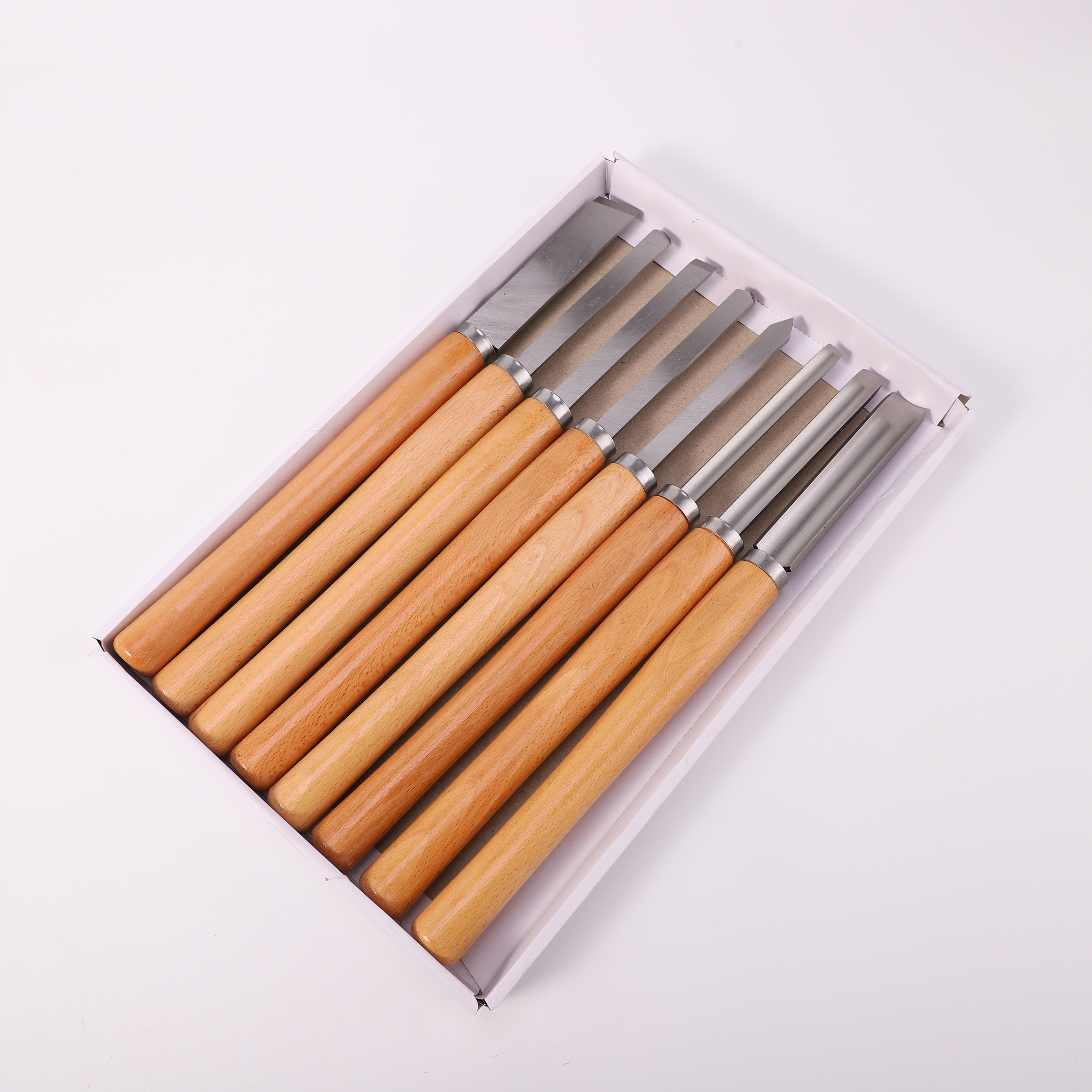 

Набор из 8 профессиональных стамесок для токарной обработки дерева - Включает косую, копьевидную, отрезную, с круглым носом и желобковую стамески для начинающих и профессионалов 5PCS