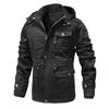 Men's Hooded Fleece Lined Cargo Jacket Casual Multi Pocket Winter Coat