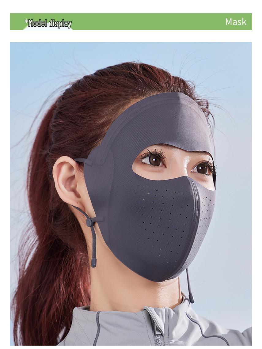 

3D Seamless Adjustable Full Face Sun Protection Mask - Breathable & Fashionable for Spring/Summer Cycling темно-серого