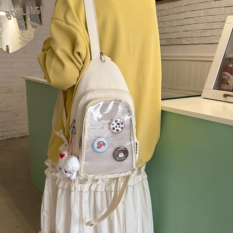 Women's Crossbody Bag Solid Color Chest Bag Student Class Shoulder Bag