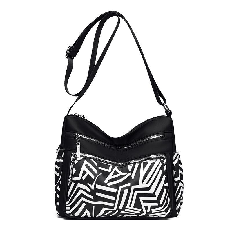 Printed Women's Messenger Bag Large Capacity Shopping Backpack Simple Commuter Shoulder Bag Trend Anti-splashing Nylon Bag
