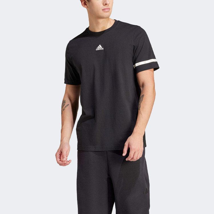 adidas T-shirt męski z nadrukiem logo uczelni, blok kolorów, czarny IN6251