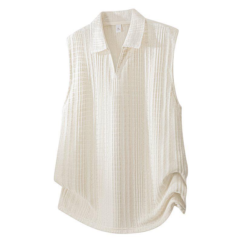 Unisex Sleeveless Lapel T-shirt - Summer 2026 Loose Casual Vest Top S