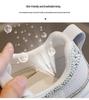 Breathable Mesh Rhinestone Thick-Soled White Dad Sneakers for Women