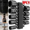 9PCS/set Hexagon Powerful Sockets Screwdriver Nut Driver Drill Bit Wrench Electric Impact Bolt Drills Handle Adapter Hand Tools