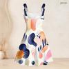 Women Plus Size Sweetheart Neck Strappy Sleeveless Abstract Printed Flared Dress