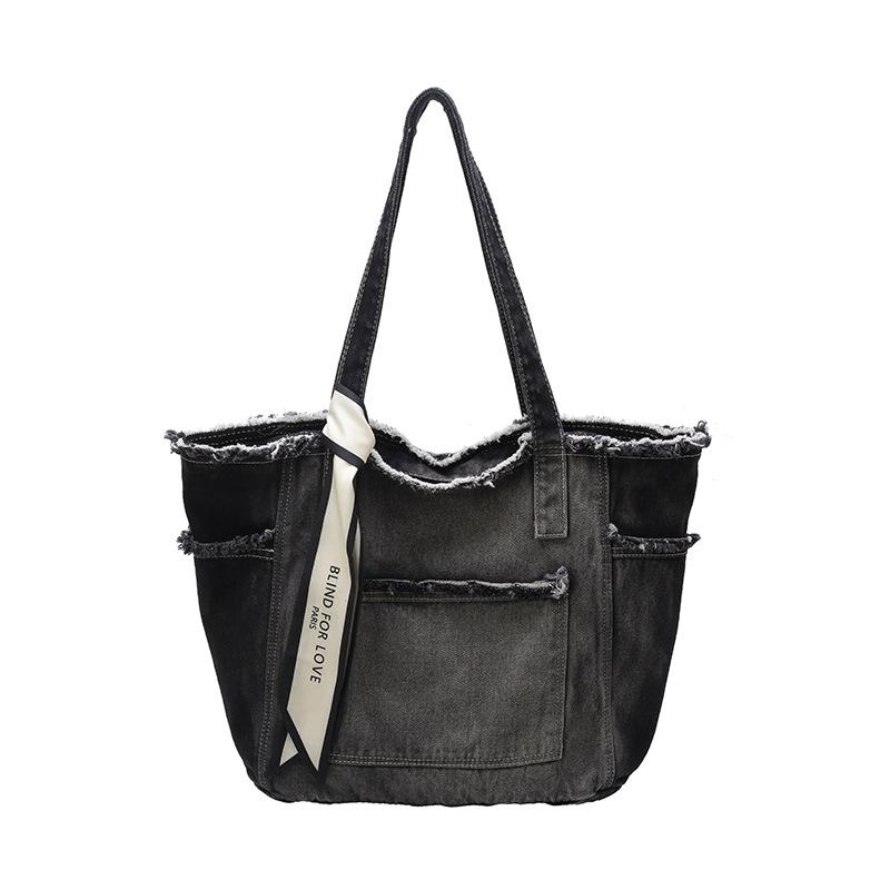 

Джинсовые Дизайнерские Сумки Большой Вместимости Многофункциональная Сумка Через Плечо Для Поездок На Работу Высококачественная Женская Роскошная Сумка Мода Дропшиппинг чёрный