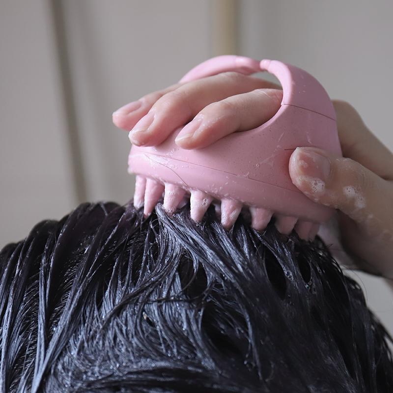 LOHAS Factory Biodegradable Wheat Straw Scalp Massager Soft Silicone Hair Brush Shampoo Head Scalp Massage Brushes Comb for Head