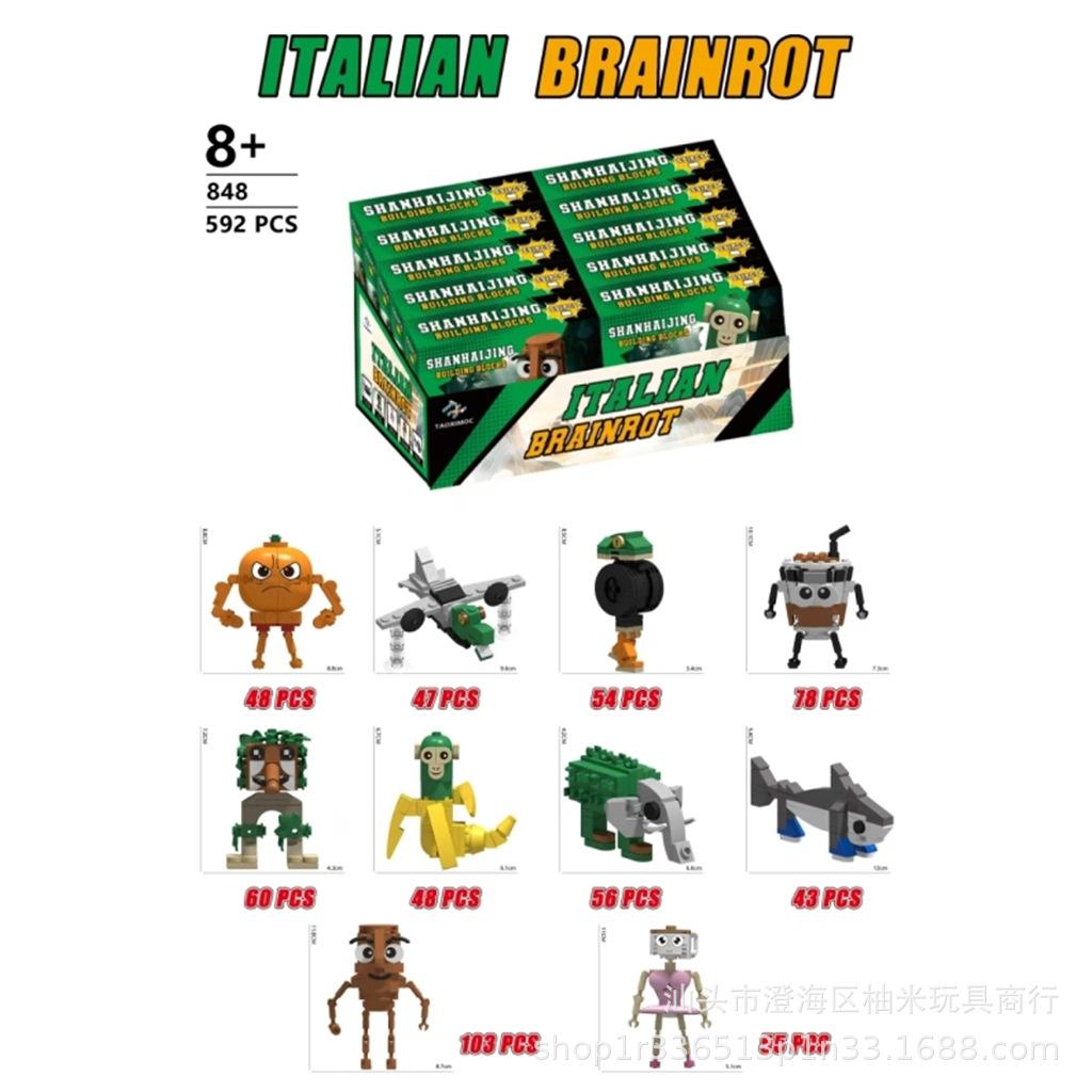 AI Mountain and Sea Pass Tung Tung Sahur Figurine din Lemn Sunt Toate Ornamente Jucării Abstracte de Tip Bloc de Construcție