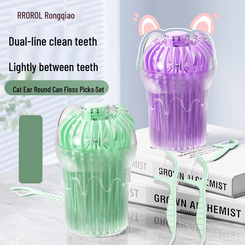 Rongqiao Cat Ear Double Line Dental Floss with Portable Case