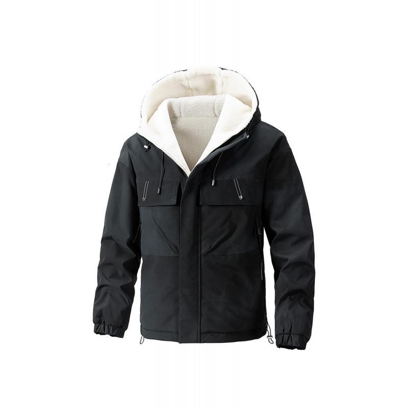 Hooded Cotton-padded Jacket On Both Sides Student Down Cotton Trendy Brand Men s and Women s Casual Cotton-padded Jacket S чёрный