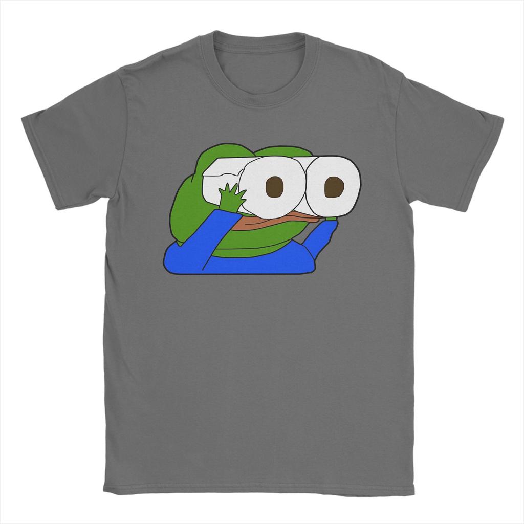 Pepes Toilet Paper Roll Binoculars Printed T Shirt Men Women Funny Meme Pure Cotton Tee Shirt Clothing