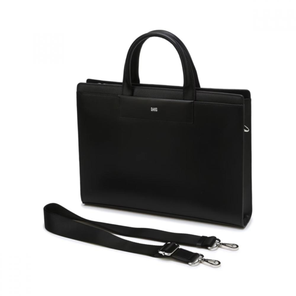 Daks Black Solid Cowhide Briefcase Dbba6f333bk