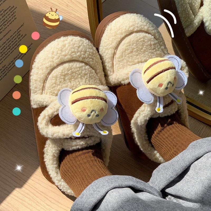 Maillard Doudou shoes women's new winter velvet warm one pedal fluff outer wear non-slip thick-soled cotton shoes