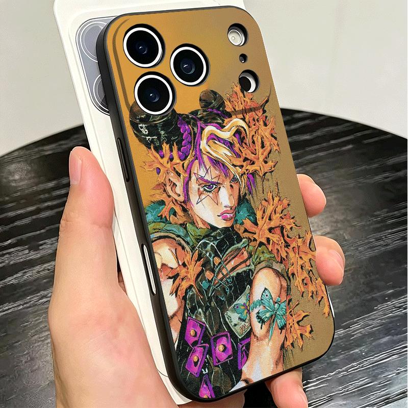 JoJo Adventure Jolyne Cujoh Soft Phone Case for iPhone 16 16E 17 Air 15 Pro Max 14 Plus 13 Mini 11 12 7 Black Cover Back Shell