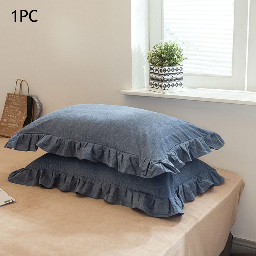 48x74cm Washed Cotton Pillowcase Home Bedding Super Soft Ruffled Pillow Cover With Envelope Closure Pillow Cases Home Decor