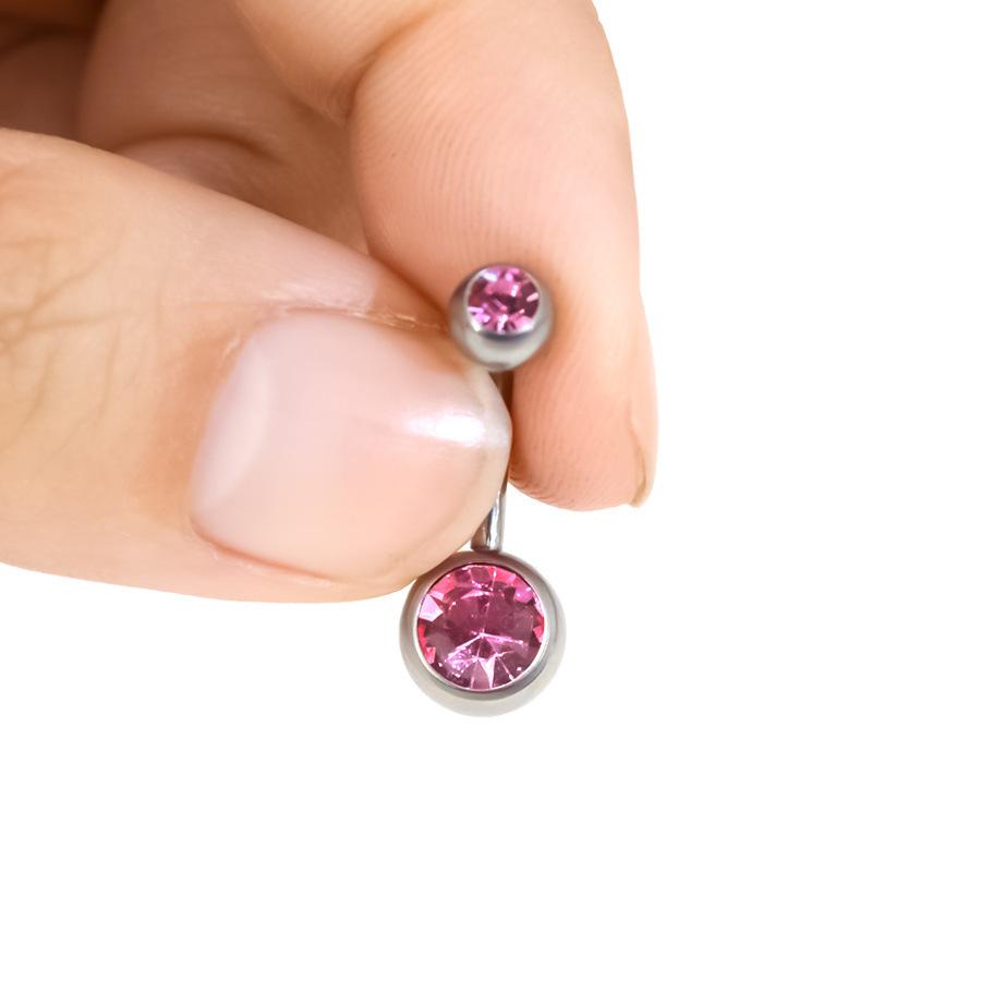 F136 Titanium Double Ball Internal Thread Zircon Belly Button Ring G23 Titanium Navel Jewelry Fashion Piercing Accessory