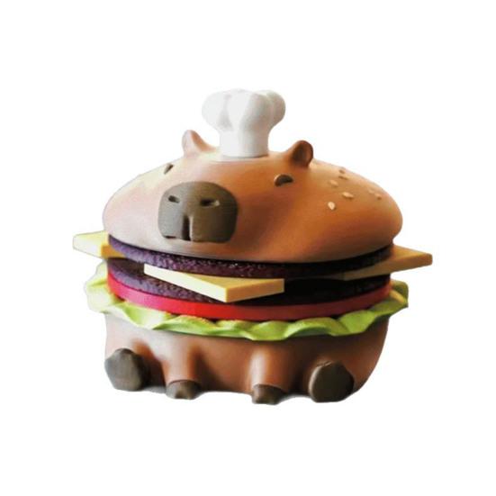 Capybara Burger Untersetzer Set Niedlicher Hamburger Untersetzer mit Flaschenöffner und Aufbewahrungsschale Lustiger Tier-Themen-Untersetzer für Getränke Kaffee Tee Tischdekoration