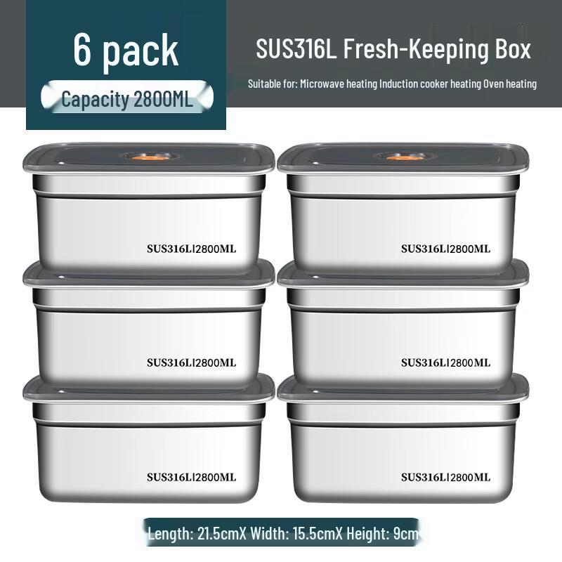 

316 Stainless Steel Refrigerator Food Storage Container with Lid