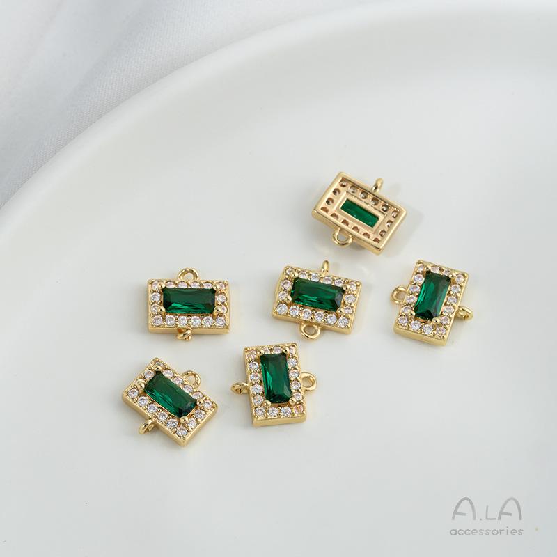 14K Gold-Filled Emerald Olive Green Zircon Geometric Double Hoop Jewelry Accessory