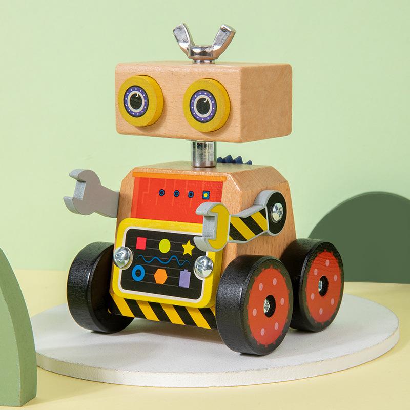 

Детский деревянный сборный магнитный робот, разнообразные сборные образовательные творческие сборные строительные блоки чёрный/коричневый