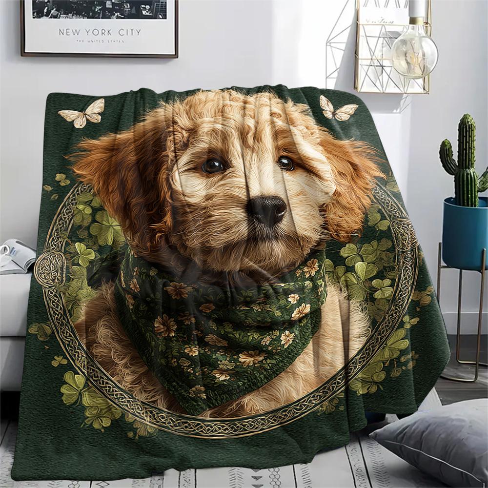 Koc Flanelowy z Nadrukiem Psów, Wysokiej Jakości, Wygodny na Wszystkie Pory Roku, Wystrój Domu, Ciepło i Komfort, Idealny na Prezenty Świąteczne