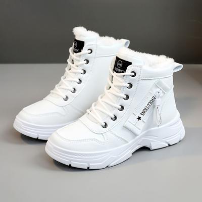 Zapatillas Casuales para Mujer Zapatos Altos para Mujer Zapatos de Invierno Cálidos con Forro de Felpa Zapatos Deportivos Gruesos con Cordones