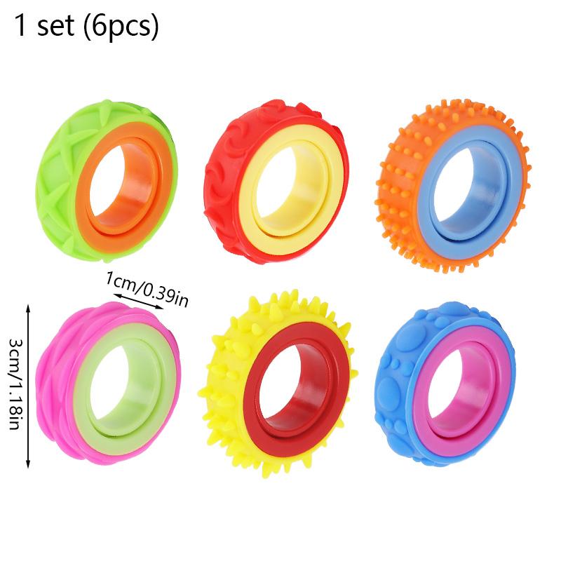 

6Pcs Rotating Fidget Ring Finger Spinner for Kids Birthday Party Favors Pinata Filler Classroom Gifts Stress Relief Sensory Toy